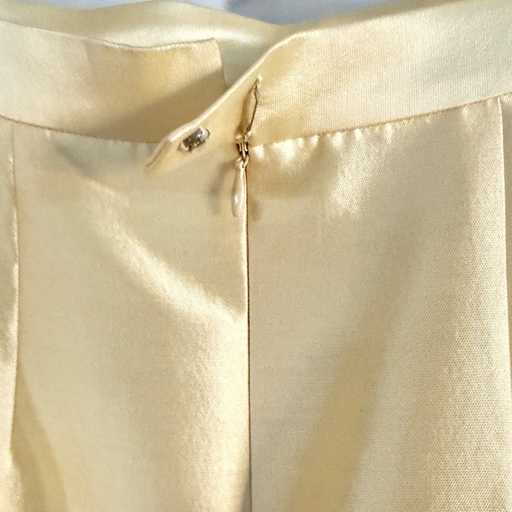 Vintage Teri Jon Nites Silk Wool Pencil Skirt | Rickie Freeman | Ivory Midi - Picture 6 of 10